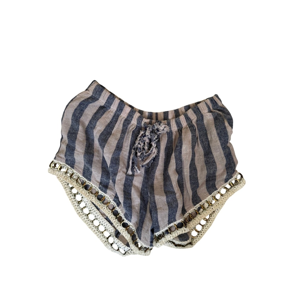 MISA LA Women's Blue Gray Striped Ring Crochet Fabric‎ Shorts Size Small